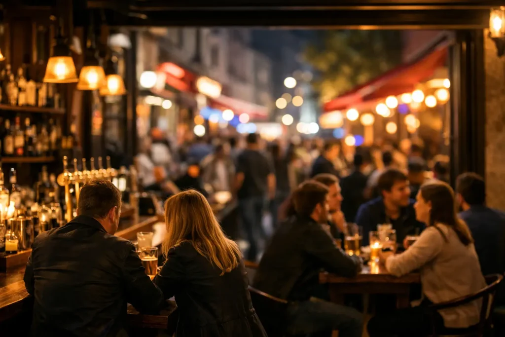 Pub im Bermudadreieck Wien abends